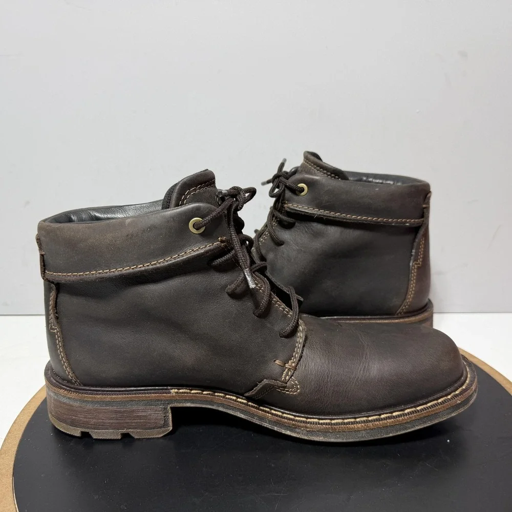 Ecco Boots Mens Size 10 Brown Leather Lace Up Dry Ankle Casual Outdoor